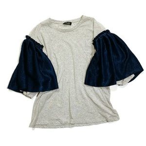 Trame Italy unique design ruffle sleeves tee shirt